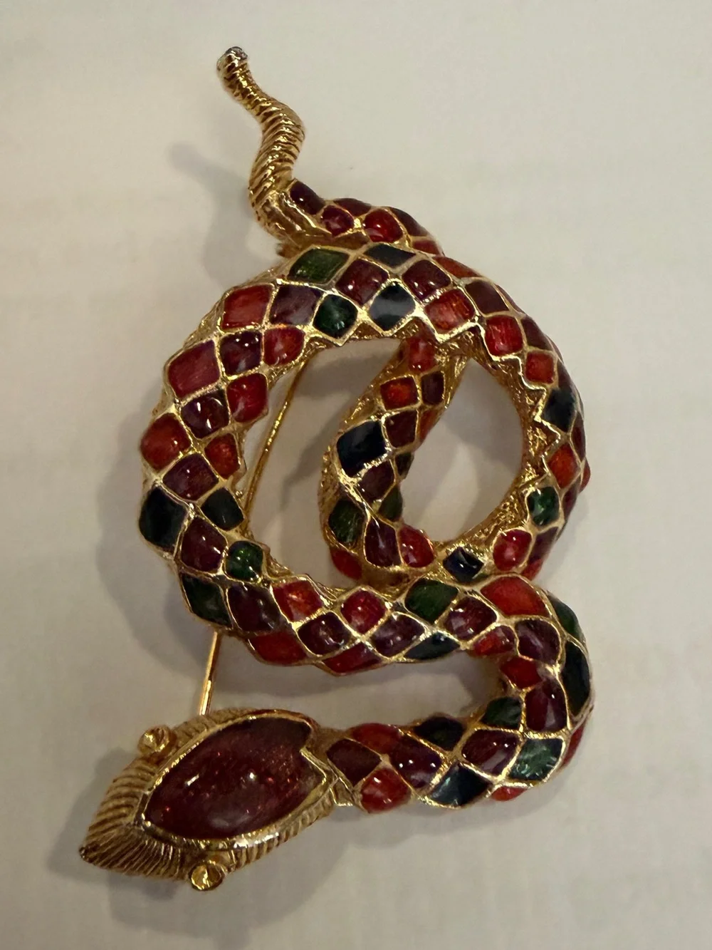 Vintage Forenza Gold Tone Snake Broach
